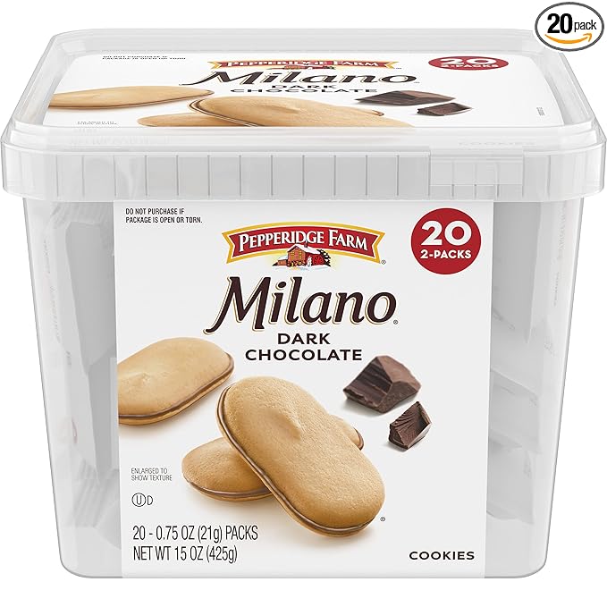 Pepperidge Farm Milano Cookies, Dark Chocolate, 20 Packs