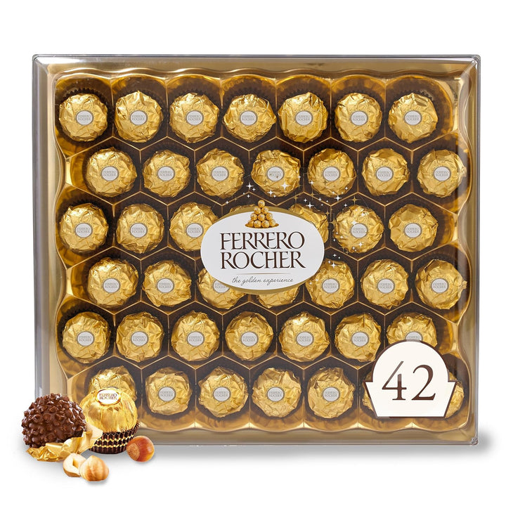 Ferrero Rocher, 42 Count, Premium Milk Chocolate Hazelnut
